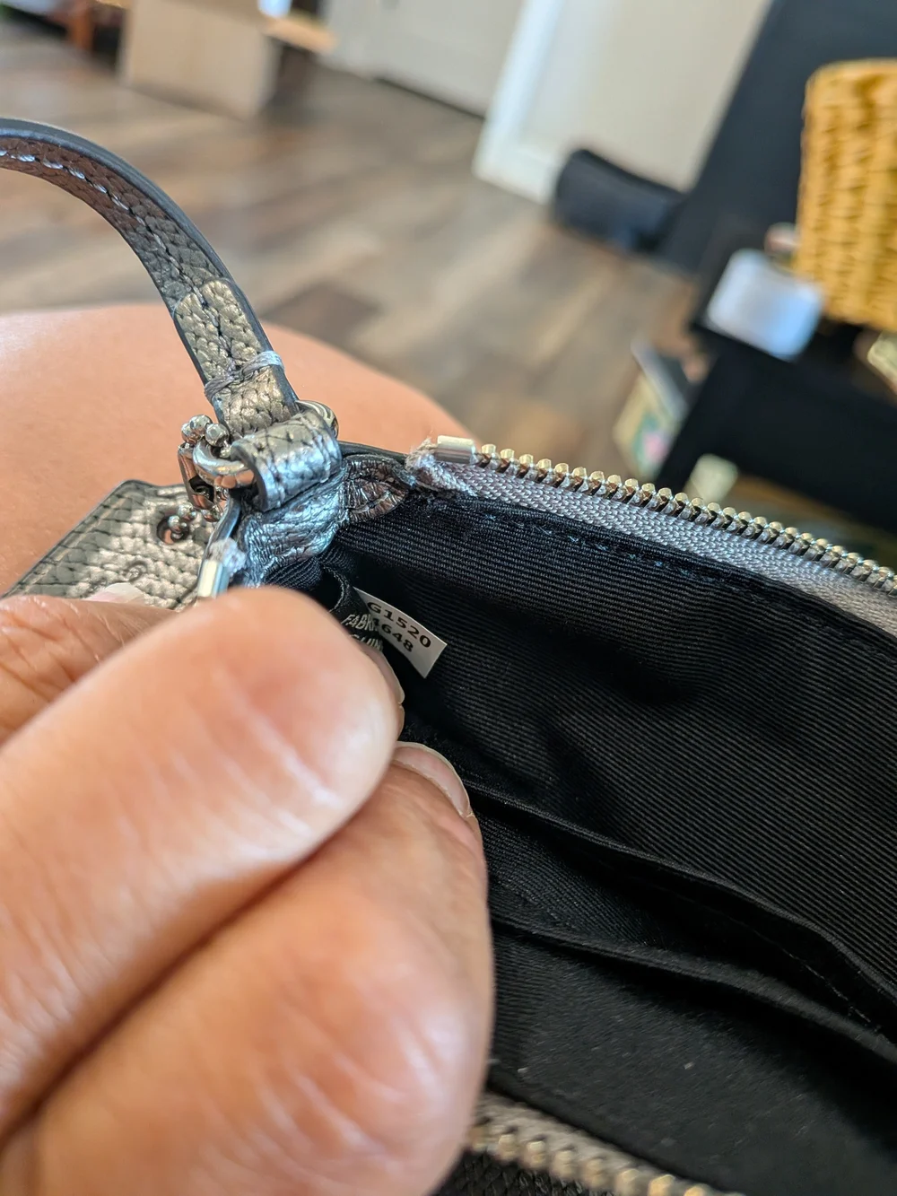Coach Metallic Silver Bow-Accent Wristlet